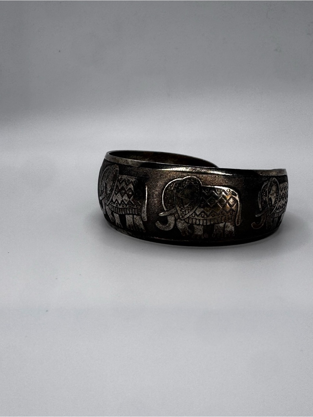 Antique Silver-Tone Elephant Cuff Bracelet - Picture 3 of 7